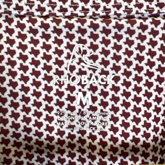 Rhoback Polo Shirt Mens Medium M Red Texas Flag Print Golf Performance - Picture 2 of 6